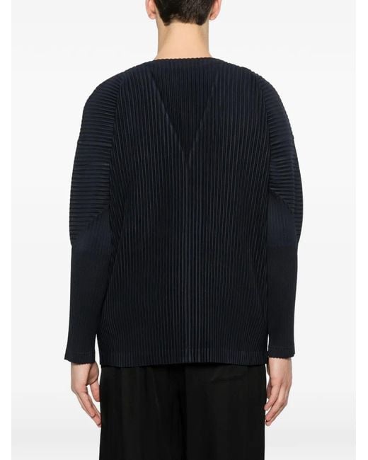 Homme Plissé Issey Miyake Black Pleated Buttoned Cardigan for men
