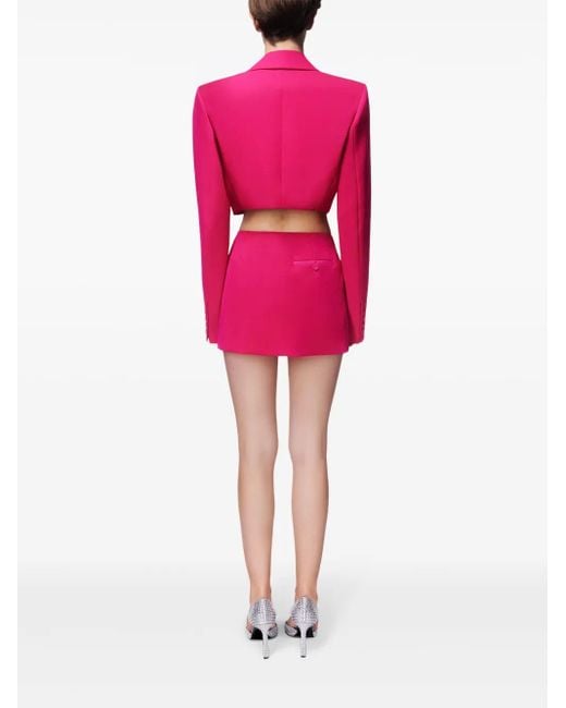 Area Wollen Mini-Rok Met Bloemapplicatie in het Pink