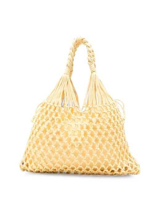 Frankie Shop Metallic Naia Macramé-Knit Tote Bag