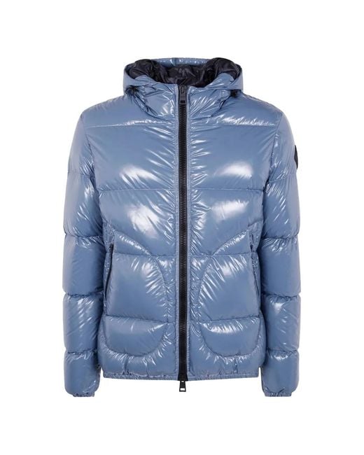 Herno Blue Gloss Hooded Puffer Jacket for men