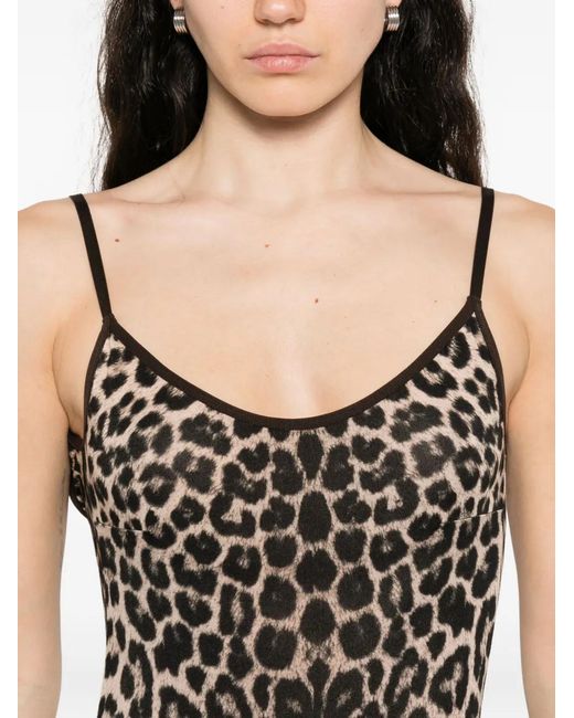 Baserange Black Leopard-Print Bodysuit