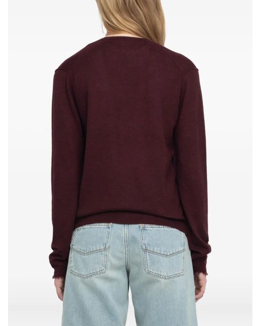 Zadig & Voltaire Rivy ロングスリーブ Vネックセーター Red