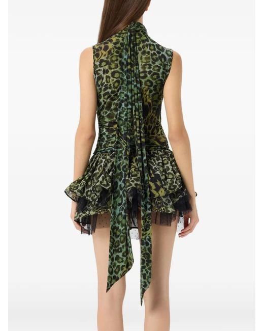 Blumarine Green Cowl-Neck Top