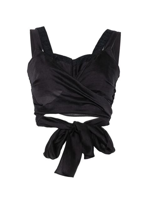 Blugirl Blumarine Black Sweetheart-Neck Cropped Top