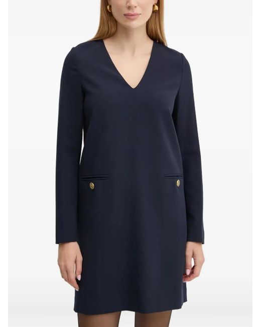 Twinset Blue Button Pockets Mini Dress