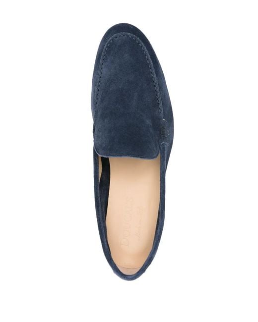 Doucal's Blue Almond-Toe Suede Loafers