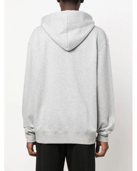 Etro Gray Patchwork Logo-Print Rib-Trimmed Hoodie for men