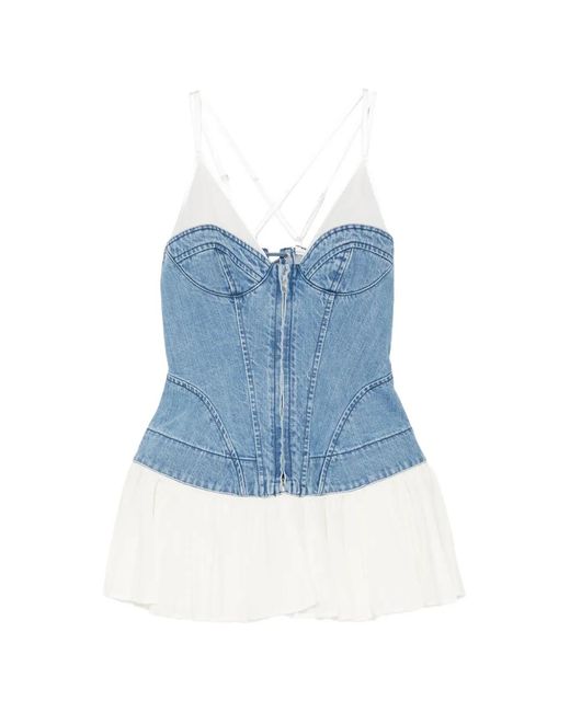 FETICO Blue Zip-Up Corset Top