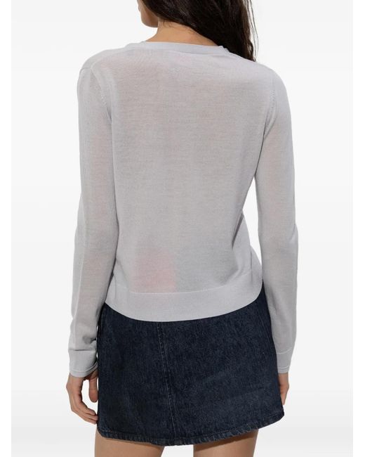 DIESEL White Wool Cardigan With Cut-Out Logo