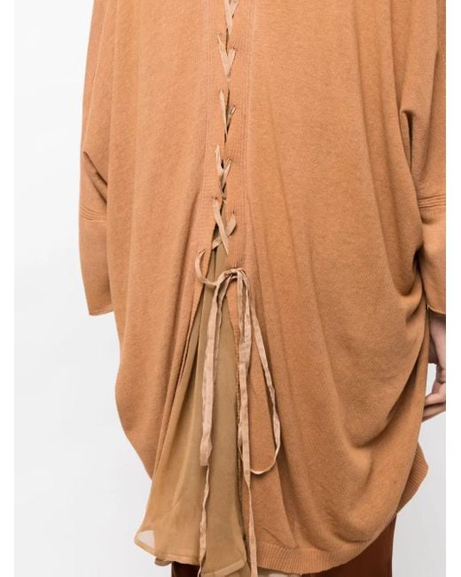Masnada Brown V-Neck Knitted Blouse