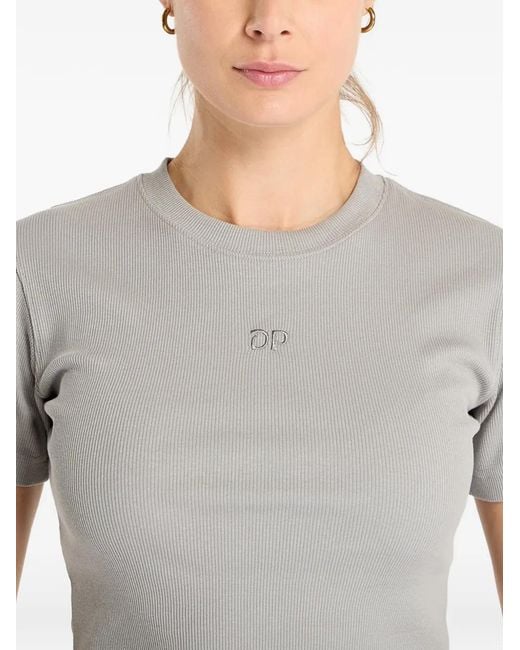 Daily Paper Gray Ribbed-Knit Logo-Embroidered T-Shirt