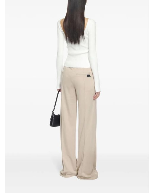 Courreges White Scoop-Back Ribbed-Knit Top