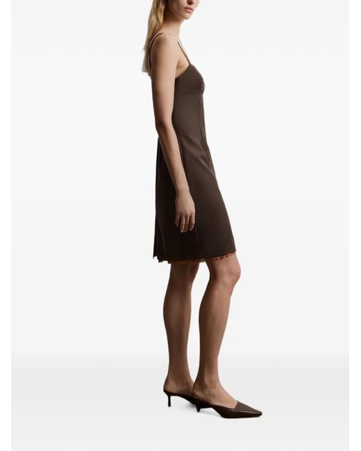 12 STOREEZ Brown Lace-Trim Spaghetti-Strap Mini Dress