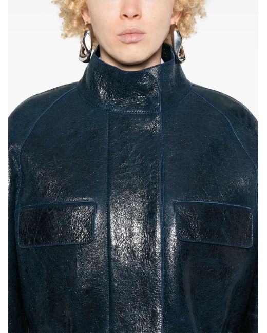 Fendi Blue Leather Coat