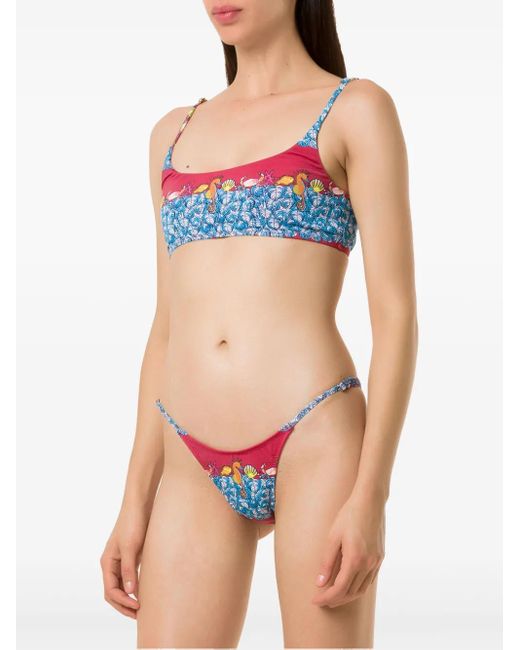 Amir Slama Red Animal-Print Bikini Set