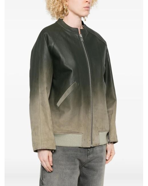 Arma Green Ombre Zip-Front Leather Jacket