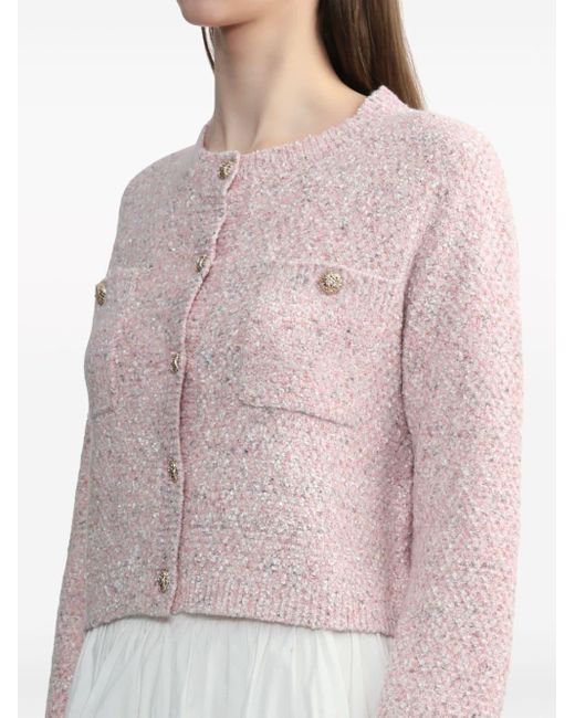 B+ AB Pink Mélange-effect Knitted Cardigan