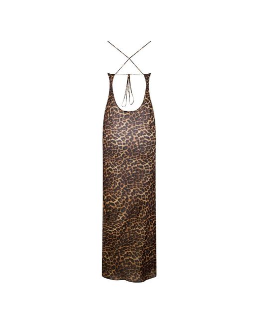 Maison Close Natural Leopard-Print Backless Dress