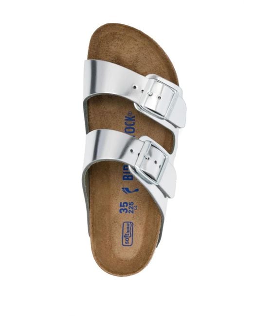 Birkenstock White Arizona Sfb, Natural Leather Shoes