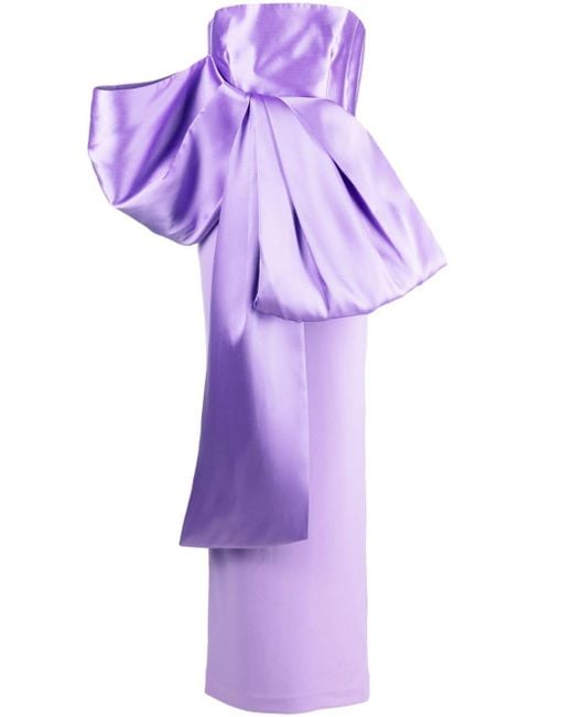 Solace London Purple Maeve Bow-embellished Gown