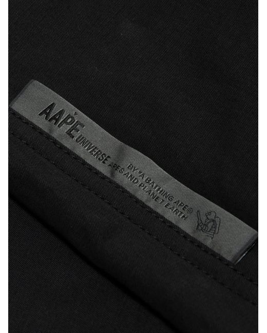 Aape By A Bathing Ape Black Moonface-Patch Drawstring Trousers for men