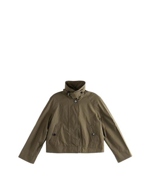 Margaret Howell Green Buckle-Collar Raglan-Sleeve Jacket