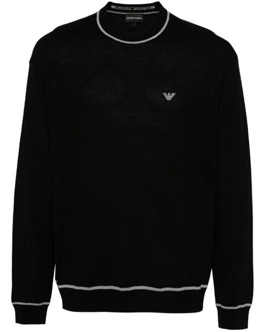 Emporio Armani Black Logo Wool Sweater for men