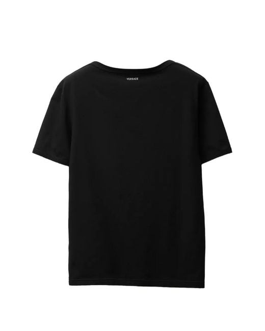 Versace Black Embroidered Cotton-Jersey T-Shirt for men