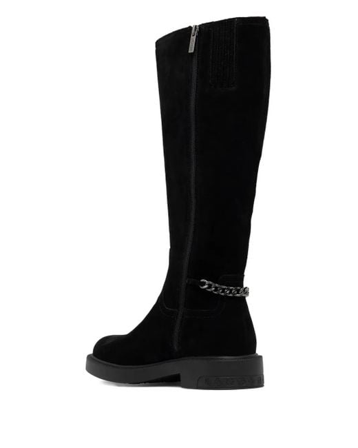 Guess Black Fyonal Suede Chain-Detail Boots