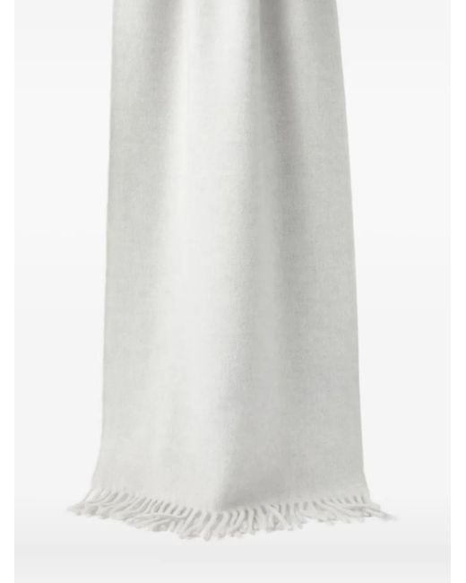 Brunello Cucinelli White Kaschmirschal Mit Fransen