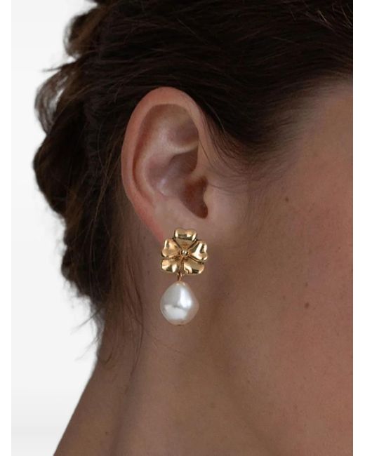 Pendientes Luiza bañados en oro de 18 ct Jennifer Behr de color Brown