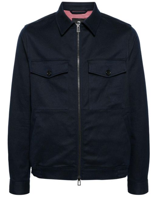 PS by Paul Smith Blue Flap-pocket Cotton-blend Jacket for men