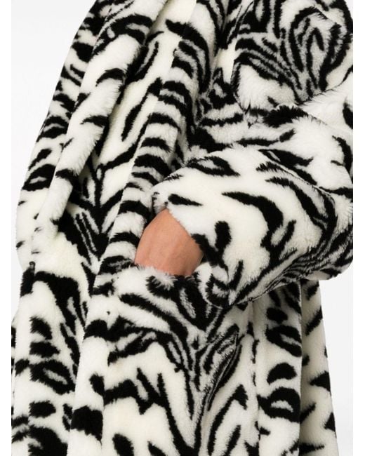 The Attico Black Zebra-print Faux-fur Coat