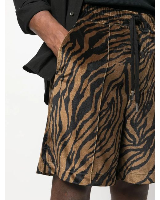 Tom Ford Black Zebra-Print Cotton Shorts for men