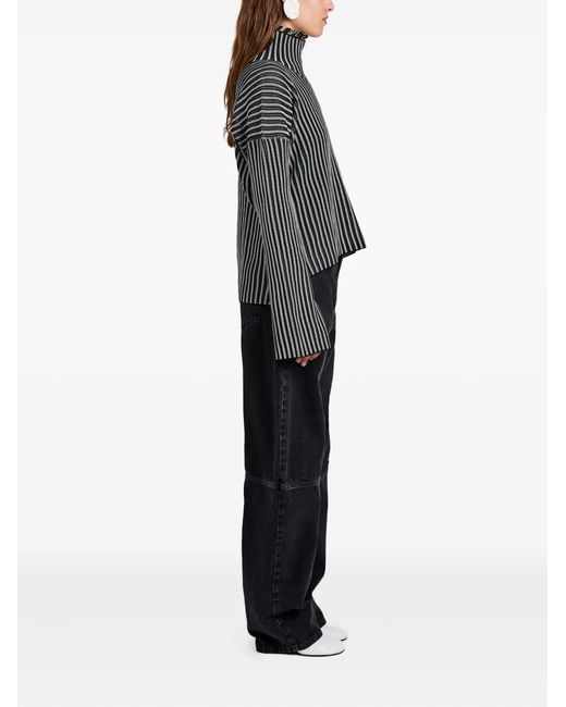Proenza Schouler Black Ladder Stripe Knit Elysia Sweater