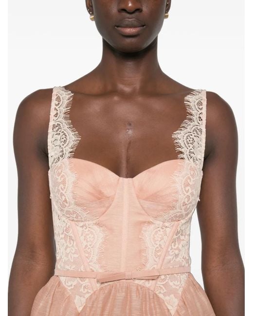 Zimmermann Pink Lace-Trim Panelled Mini Dress