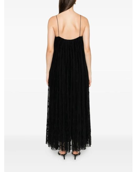 Totême  Black Floral Tulle Midi Dress