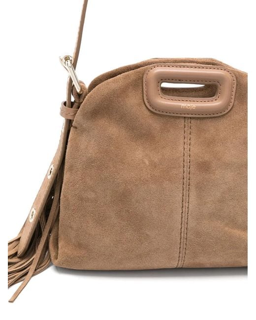 Maje Natural Mini Miss M Suede Bag
