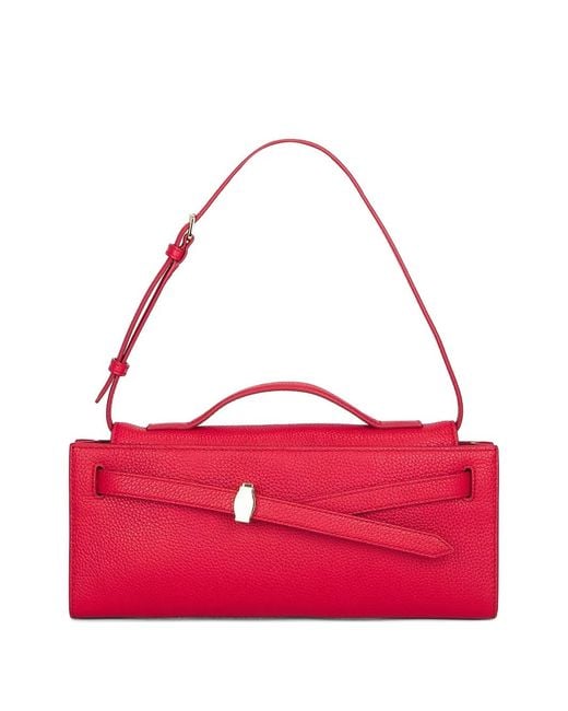Veronica Beard Red Dash Leather Clutch Bag