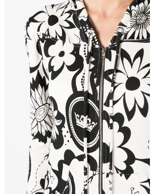 Amir Slama Black Floral-print Zip-up Jacket