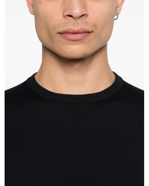 Della Ciana Black Long-Sleeve Crew Neck Sweater for men