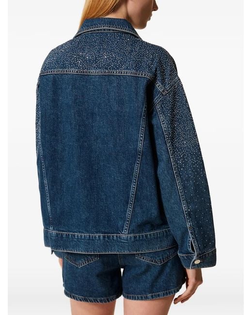 Twinset Blue Denim Jacket With Rhinestones