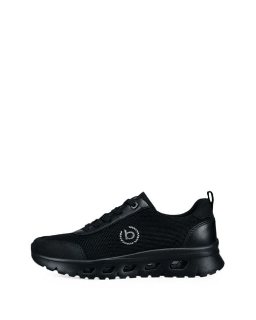 Bugatti Black Logo-Patch Lace-Up Sneakers