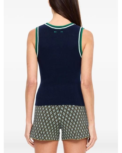 The Upside Blue Joey Striped-Trim Tank Top