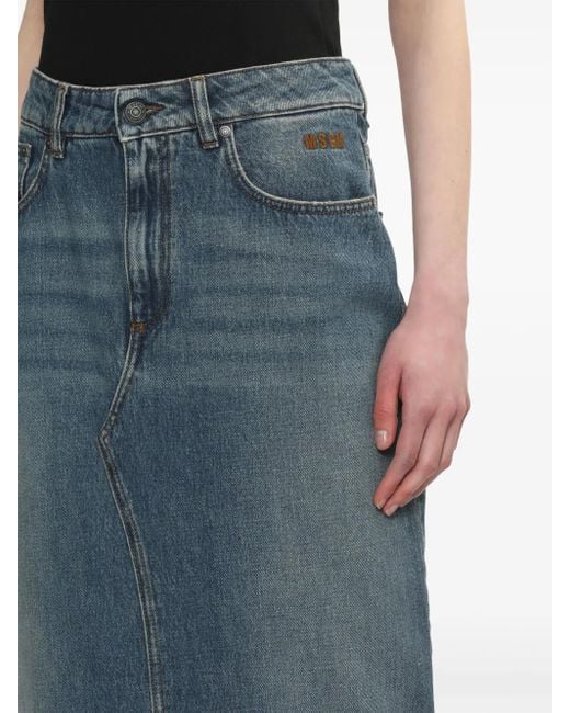 MSGM Blue Classic Five-Pocket Mini Skirt With Concealed Fly