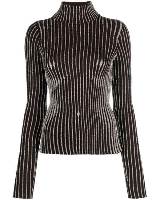 Jersey a rayas metalizadas Jean Paul Gaultier de color Black