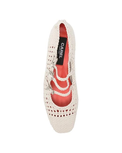 CAREL PARIS White Ariana Woven Ballet Flats