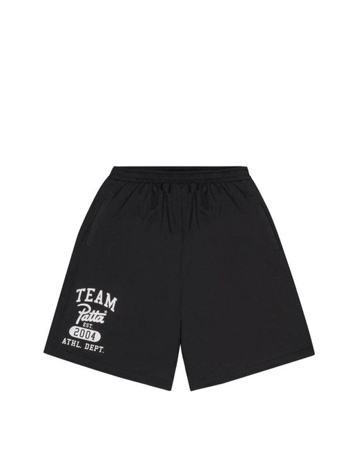 PATTA Black Elastic-Waist Track Shorts for men