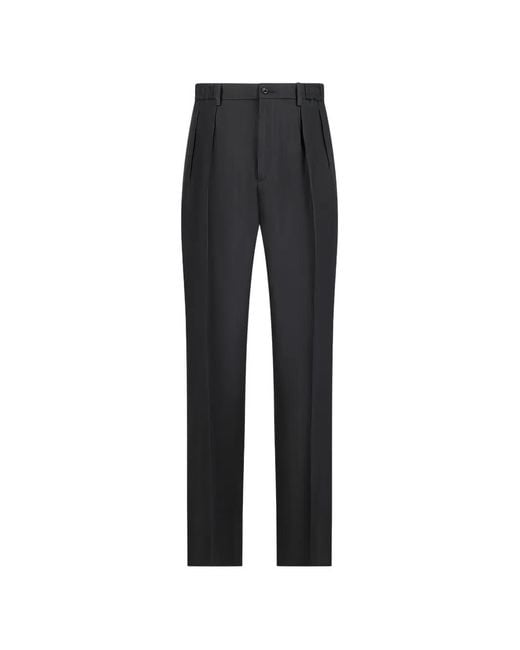 Tagliatore Black Pleated Linen Trousers for men