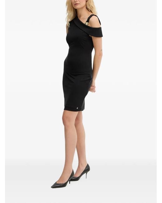 Guess Black Off-Shoulder Ribbed Mini Dress